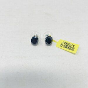 Thai Black Spinel 925 Sterling Silver Oval‎ Stud Earrings 6.00 cts. 5040